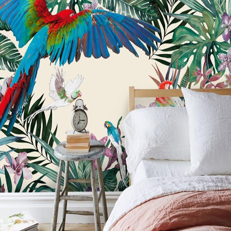 papier peint tropical perroquet