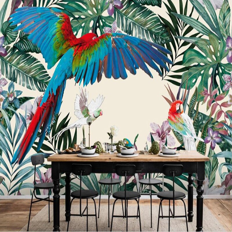 papier peint tropical perroquet